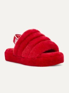 UGG | Hibiscus Pink Womens Fluff Yeah Slide Slip On Shoes | Size 9